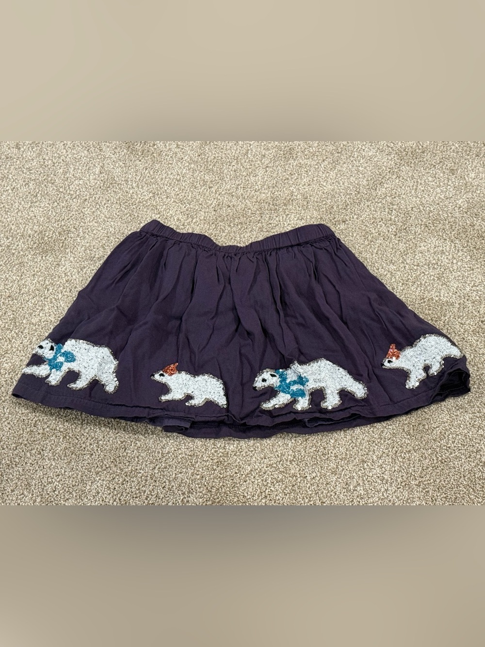Mini Boden Navy Skirt with Sequin Polar Bears